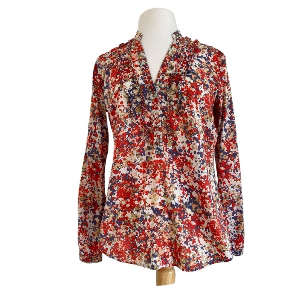 Esprit Floral Ruffle Blouse Women’s Medium Office Chic Career Wear Top flowers